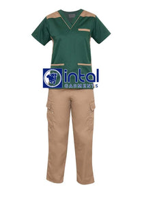 SCRUB SUIT High Quality SS_09 Polycotton CARGO Pants by INTAL GARMENTS Color Forest Green Khaki