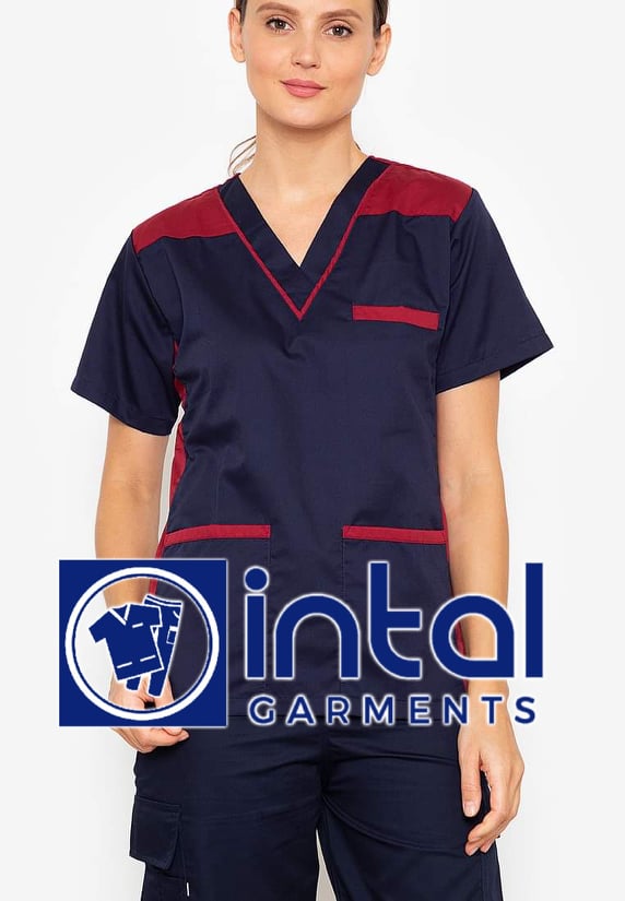 SCRUB SUIT High Quality SS_09 Polycotton CARGO Pants by INTAL GARMENTS Color Midnight Blue - Maroon