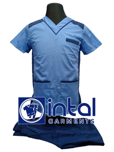 INTAL SCRUBSUIT 09 CARGO 6-Pocket Pants Premium Quality V-Neck Unisex Scrubs Color Powder Blue - Oxford Blue
