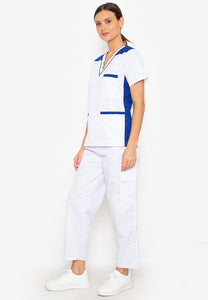 SCRUB SUIT High Quality SS_09 Polycotton CARGO Pants by INTAL GARMENTS Color White - Admiral Blue