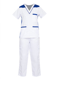 SCRUB SUIT High Quality SS_09 Polycotton CARGO Pants by INTAL GARMENTS Color White - Admiral Blue