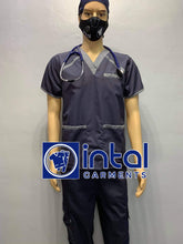 SCRUB SUIT Medical Doctor Nurse Uniform SS09B Polycotton JOGGER PANTS by INTAL GARMENTS Color Charcoal Grey - Light Grey