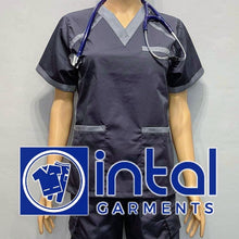 SCRUB SUIT High Quality SS_09B Polycotton by INTAL GARMENTS Color Charcoal Grey - Light Grey