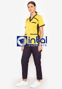 SCRUB SUIT High Quality SS_09B Polycotton CARGO Pants by INTAL GARMENTS Color Yellow Charcoal Grey