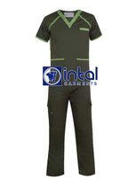 SCRUB SUIT High Quality SS_09B Polycotton CARGO Pants by INTAL GARMENTS Color Army Green - Fern Green