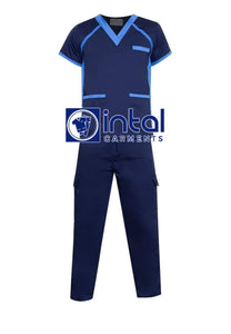 SCRUB SUIT High Quality SS_09B Polycotton CARGO Pants by INTAL GARMENTS Color Oxford Blue - Azure Blue