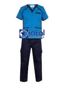SCRUB SUIT High Quality SS_09B Polycotton by INTAL GARMENTS Color Sapphire Blue Midnight Blue