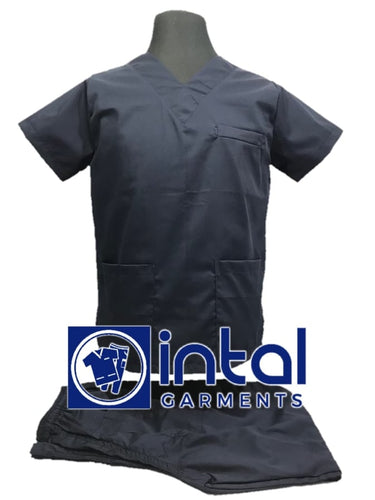 INTAL SCRUBSUIT 01A HIGH QUALITY Classic V-Neck Regular 4 Pocket Pants Unisex Scrubs - MIDNIGHT BLUE