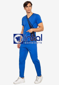 SCRUB SUITS High Quality SS_10 Polycotton by INTAL GARMENTS Color Azure Blue - Midnight Blue
