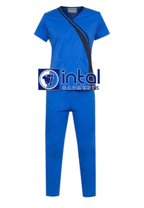 SCRUB SUITS High Quality SS_10 Polycotton by INTAL GARMENTS Color Azure Blue - Midnight Blue
