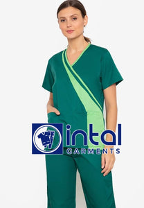 SCRUB SUITS High Quality SS_10 Polycotton by INTAL GARMENTS Color Forest Green - Kelly Green