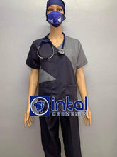 SCRUB SUIT High Quality SS_11 Polycotton CARGO PANTS by INTAL GARMENTS Color Midnight Blue-Light Grey