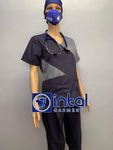 SCRUB SUIT High Quality SS_11 Polycotton JOGGER PANTS by INTAL GARMENTS Color Midnight Blue-Light Grey