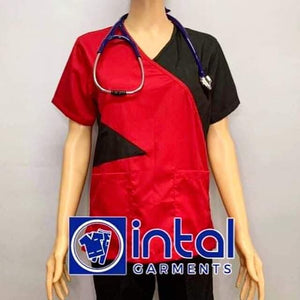 SCRUB SUIT High Quality SS_11 Polycotton CARGO PANTS by INTAL GARMENTS Color Red-Black