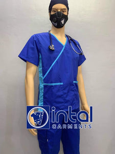 SCRUB SUIT Medical Doctor Nurse Uniform SS_13 Polycotton CARGO PANTS by INTAL GARMENTS Color Admiral Blue-Bleu De France