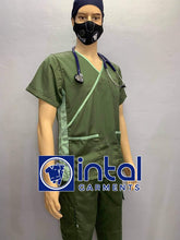 SCRUB SUIT Medical Doctor Nurse Uniform SS_13 Polycotton CARGO PANTS by INTAL GARMENTS Color Army Green-Fern Green
