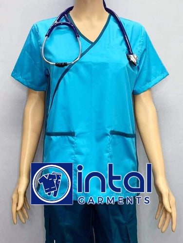 SCRUB SUIT Medical Doctor Nurse Uniform SS_13 Polycotton JOGGER PANTS by INTAL GARMENTS Color Aqua Blue-Teal Blue