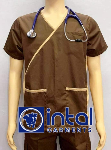 SCRUB SUIT Medical Doctor Nurse Uniform SS_13 Polycotton CARGO PANTS by INTAL GARMENTS Color Chocolate Brown-Tortilla Brown