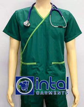 SCRUB SUIT Medical Doctor Nurse Uniform SS_13 Polycotton CARGO PANTS by INTAL GARMENTS Color Forest Green-Kelly Green
