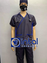 SCRUB SUIT Medical Doctor Nurse Uniform SS_13 Polycotton CARGO PANTS by INTAL GARMENTS Color Midnight Blue-Admiral Blue
