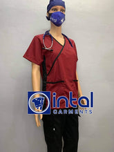 SCRUB SUIT Medical Doctor Nurse Uniform SS_13 Polycotton CARGO PANTS by INTAL GARMENTS Color Maroon-Black
