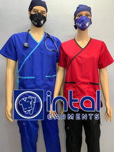 SCRUB SUIT Medical Doctor Nurse Uniform SS_13 Polycotton CARGO PANTS by INTAL GARMENTS Color Red-Black