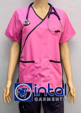 SCRUB SUIT Medical Doctor Nurse Uniform SS_13 Polycotton JOGGER PANTS by INTAL GARMENTS Color Rose Pink-Midnight Blue