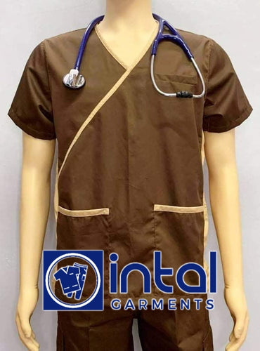 INTAL SCRUBSUIT 13 CARGO 6-Pocket Pants Premium Quality Mock Wrap Unisex Scrubs Color Brown Khaki