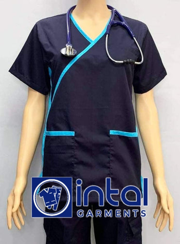 SCRUBSUIT Medical Doctor Nurse Uniform SS13 JOGGER 4-Pocket Pants High quality made Polycotton Fabric by Intal Garments Color Midnight Blue Bleu de France
