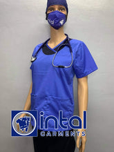 SCRUB SUIT High Quality SS_14 Polycotton by INTAL GARMENTS Color Azure Blue - Midnight Blue