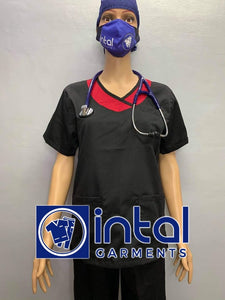 SCRUB SUIT High Quality SS_14 Polycotton by INTAL GARMENTS Color Black - Maroon