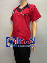 SCRUB SUIT High Quality SS_14 Polycotton by INTAL GARMENTS Color Red - Black