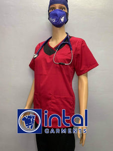 SCRUB SUIT High Quality SS_14 Polycotton by INTAL GARMENTS Color Red - Black
