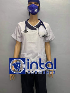 SCRUB SUIT High Quality SS_14 Polycotton JOGGER PANTS by INTAL GARMENTS Color White-Midnight Blue