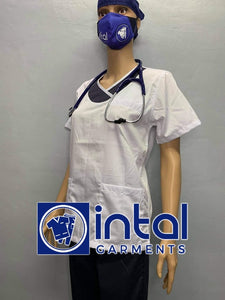 SCRUB SUIT High Quality SS_14 Polycotton JOGGER PANTS by INTAL GARMENTS Color White-Midnight Blue