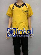 SCRUB SUIT High Quality SS_14 Polycotton by INTAL GARMENTS Color Yellow - Black