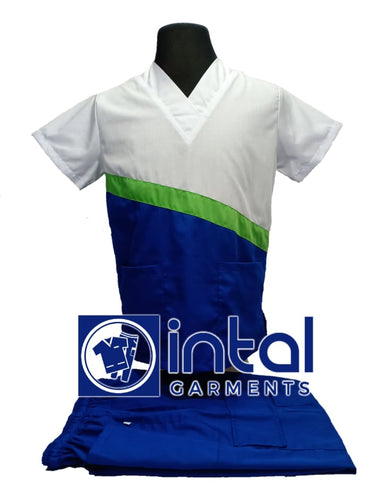 INTAL SCRUBSUIT 15 CARGO 6-Pocket Pants Premium Quality V-Neck Unisex Scrubs Color Admiral Blue - Kelly Green - White