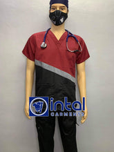 SCRUB SUIT High Quality SS_15 Polycotton JOGGER PANTS by INTAL GARMENTS Color Black-Light Grey-Maroon