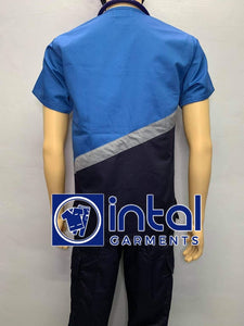 SCRUB SUIT High Quality SS_15 Polycotton JOGGER PANTS by INTAL GARMENTS Color Midnight Blue-Light Grey-Sapphire Blue
