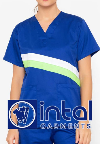 SCRUB SUITS High Quality SS_15A Polycotton by INTAL GARMENTS Color Admiral Blue - Kelly Green - White