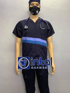 SCRUB SUIT High Quality SS_15B Polycotton JOGGER PANTS by INTAL GARMENTS Color Midnight Blue-Sapphire Blue-Powder Blue