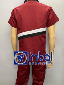 SCRUB SUIT High Quality SS_15B Polycotton CARGO PANTS by INTAL GARMENTS Color Maroon-Black-White
