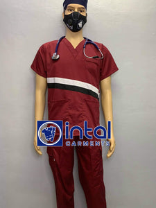 SCRUB SUIT High Quality SS_15B Polycotton JOGGER PANTS by INTAL GARMENTS Color Maroon-Black-White