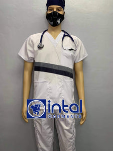 SCRUB SUIT High Quality SS_15B Polycotton JOGGER PANTS by INTAL GARMENTS Color White-Midnight Blue-Light Grey