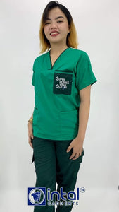 Scrub Suit FREE NAME EMBROIDERY 024B Statement Scrubs (Superheroes Wear Scrubs) EMERALD GREEN High Quality Doctor Nurse Scrubsuit Cargo 6 Pocket Pants Unisex Scrubs
