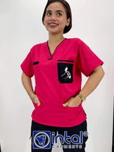 Scrub Suit FREE NAME EMBROIDERY 024A Statement Scrubs (Philippine Map) FUCHSIA PINK High Quality Doctor Nurse Scrubsuit Cargo 6 Pocket Pants Unisex Scrubs