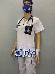Scrub Suit FREE NAME EMBROIDERY 024C Statement Scrubs (We'll Get Through This) High Quality Doctor Nurse Scrubsuit Cargo 6 Pocket Pants Unisex Scrubs