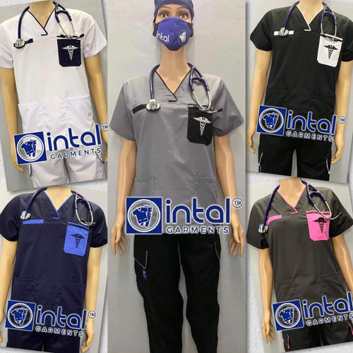 Scrub Suit FREE NAME EMBROIDERY 024 Embroidered Scrubs (Medical Logo) High Quality Doctor Nurse Scrubsuit Cargo 6 Pocket Pants Unisex Scrubs