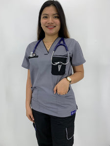 Scrub Suit FREE NAME EMBROIDERY 024 Embroidered Scrubs (Medical Logo) High Quality Doctor Nurse Scrubsuit Cargo 6 Pocket Pants Unisex Scrubs