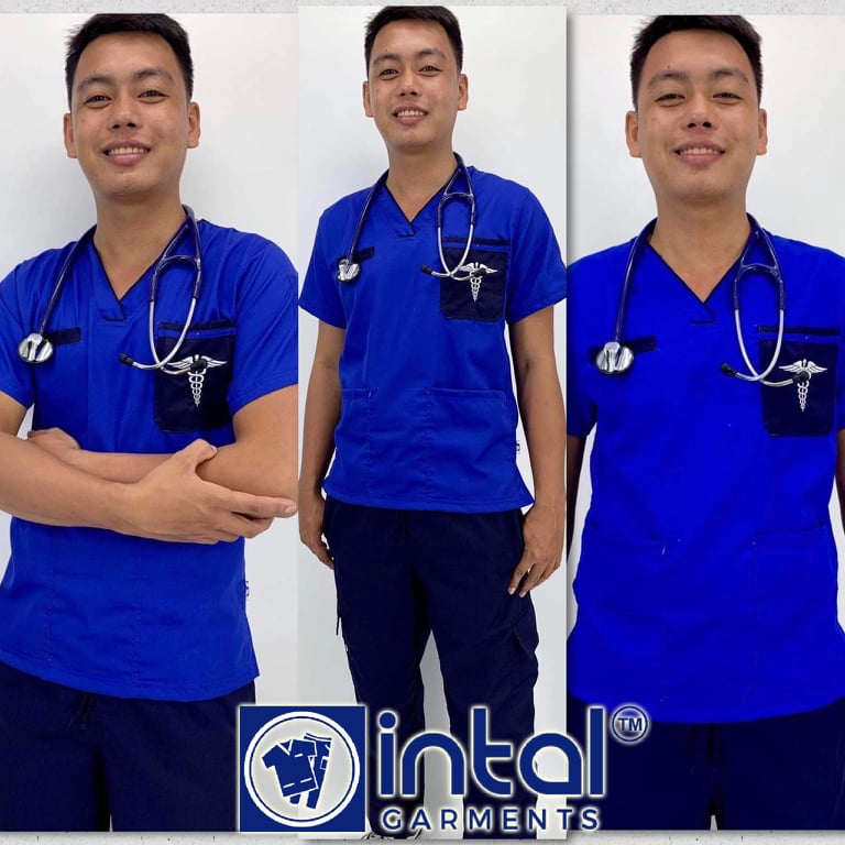 Scrub Suit FREE NAME EMBROIDERY 024 Statement Scrubs (Medical Logo) ROYAL BLUE High Quality Doctor Nurse Scrubsuit Cargo 6 Pocket Pants Unisex Scrubs